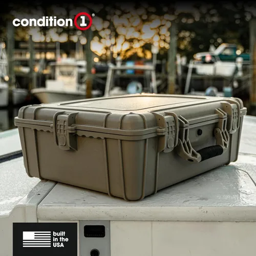 Vista 6 de Condition 1 Funda rígida impermeable grande de 25" Modelo 839 con espuma, caja de almacenamiento portátil y protectora para viajes, caza, uso
