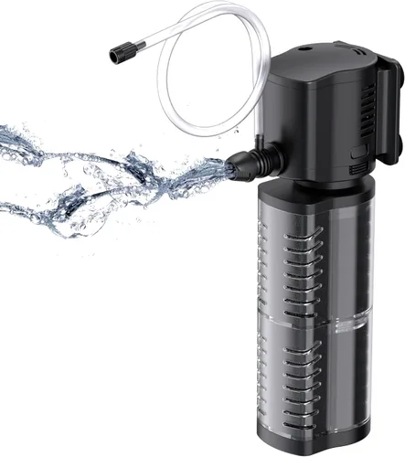 FREESEA Filtro de tanque de peces de acuario: Bomba de filtro interno de 5W 132GPH Filtración de 2 etapas para tanques de tortuga Betta de agua