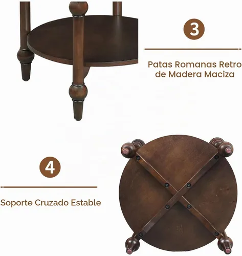 Vista 7 de LKTART Mesa auxiliar anidable para sala de estar, mesas de centro redondas de madera maciza de vidrio templado con almacenamiento, mesa central