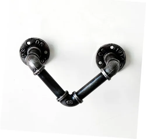 Vista 6 de Cabilock Wall Mounted Retro Iron Art Water Pipe Rack Industrial Style Towel Bar for Bar Wall Decoration Easy to Install Hanging Ornaments Rustic