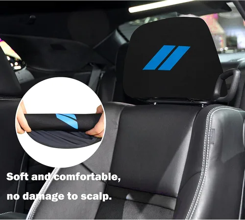 Vista 2 de YOSRTER Fundas para reposacabezas para Dodge Charger Challenger Durango, accesorios de tela negra suave, ajuste universal para todos los modelos