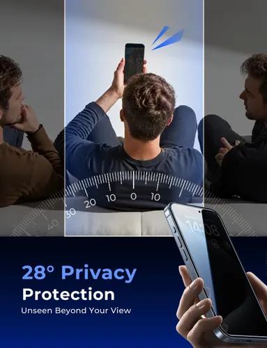 Vista 2 de MAGIC JOHN Paquete de 2 protectores de pantalla de vidrio de privacidad para iPhone 15 Pro (6.1 pulgadas), película de vidrio templado antiespía