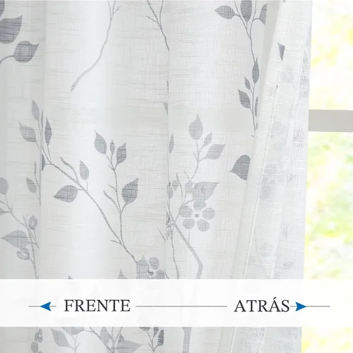 Vista 7 de Beauoop 2 paneles de cortinas semitraslúcidas de lino floral de 54 pulgadas de largo, para sala de estar o dormitorio, cortinas rústicas con textura