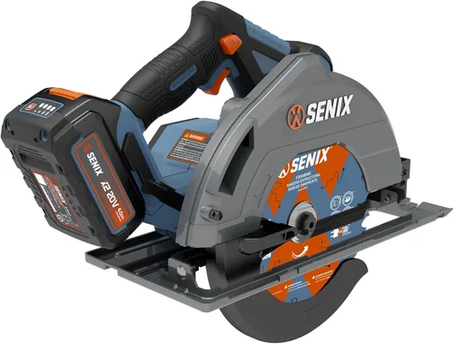 Vista 3 de SENIX Sierra circular de 20 V máx. 7-1/4 pulgadas para corte de madera, sierra circular inalámbrica con batería de 4.0 Ah y cargador Motor sin