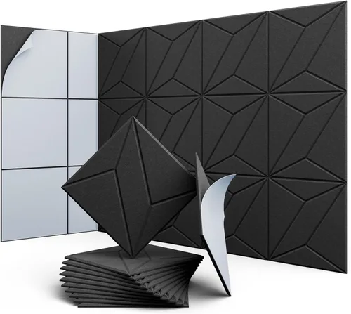Vista 44 de Paneles acústicos hexagonales, paquete de 12 paneles de absorción de sonido de alta densidad de 12 x 10 x 0.4 pulgadas para mejorar la reducción