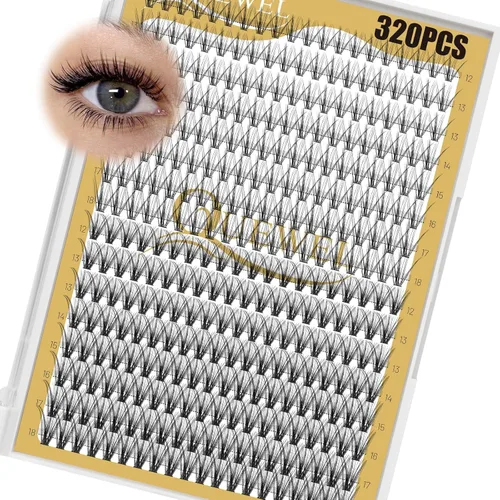 Vista 21 de Kit de racimos de pestañas QUEWEL, 320 piezas, extensiones de pestañas en racimo de 30D, racimos de pestañas de 9-16mm, kit de pestañas dispersas
