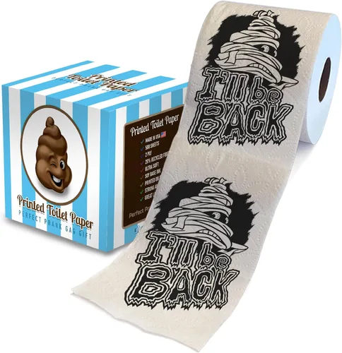 Vista 11 de Printed TP Papel higiénico impreso con texto en inglés "Happy Halloween", rollo de papel higiénico aterrador para sorpresa, broma, divertido regalo