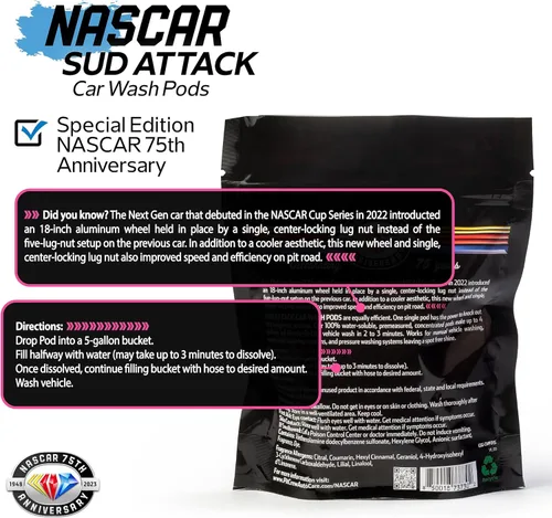 Vista 3 de NASCAR - Cápsulas de lavado de autos SUD Attack - Jabón espumoso para lavado de autos