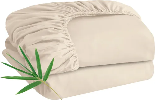 Paquete de 2 sábanas bajeras bajeras de viscosa de bambú tamaño Queen solamente, 400 hilos, bolsillo profundo de 8 a 16 pulgadas, refrescante,