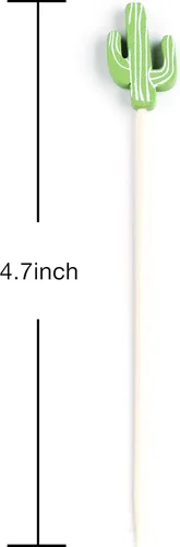 Vista 6 de PuTwo Palillos de bambú hechos a mano, 100 piezas de 4.7 pulgadas en cactus verdes