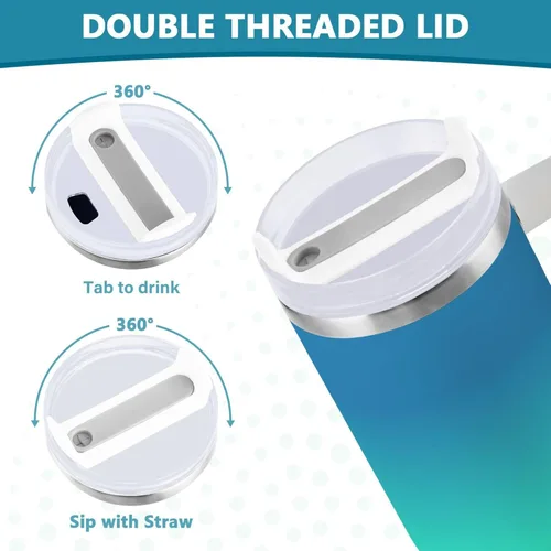Vista 4 de JUNZAN Aurora Blue Green Purple Water Bottles With Handle Wide Mouth Vacuum Stainless 30 OZ Travel Coffee Mug Spill Proof with Straw Lid Men for