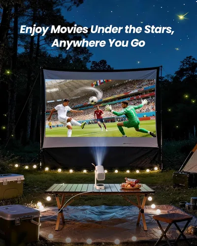 Vista 8 de Yaber T1 Pro3 Mini proyector con WiFi y Bluetooth, Dolby Audio y Turbo Sonic Bass, enfoque automático y Keystone, Native 1080 FHD con HDR10