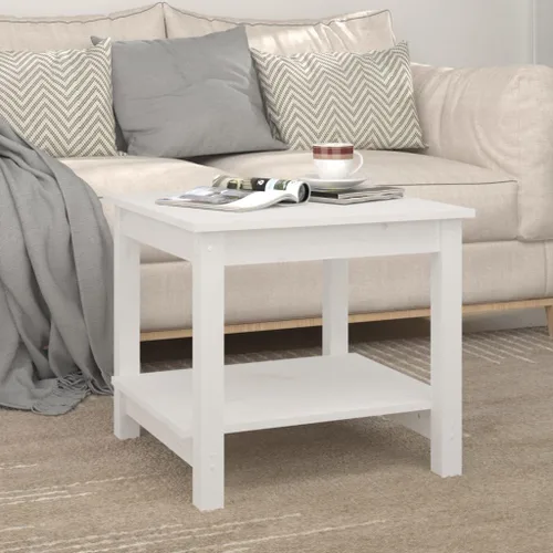 Vista 4 de Coffee Table mesa de Centro para salaCoffee Table White 19.7"x19.7"x17.7" Solid Wood PineSuitable for bedrooms, Living Rooms, and Dining Rooms