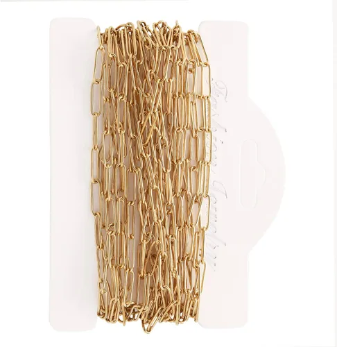 Vista 10 de Cadenas de collar de 16.4 pies para fabricación de joyas, cadenas de acero inoxidable chapadas en oro a granel para manualidades, collares