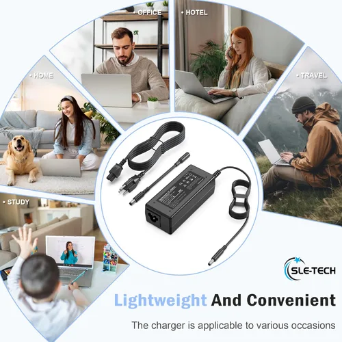 Vista 6 de SLE-TECH Cargador portátil de 65W compatible con Dell Inspiron 13 14 15 17 3000 5000 7000 Serie Conecta cargadores (7.4mm y 4.5mm)
