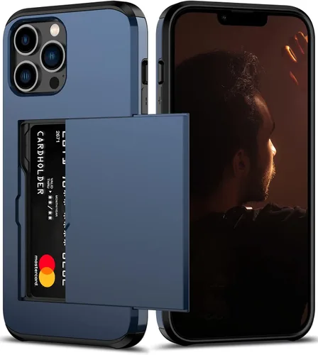 Vista 13 de Nvollnoe Funda para iPhone 12 Mini con tarjetero resistente de protección de doble capa a prueba de golpes con ranura para tarjeta oculta delgada