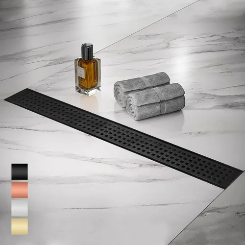 Vista 9 de Drenaje lineal de ducha rectangular de 24 pulgadas, acero inoxidable SUS-304 de níquel cepillado, drenaje lineal de piso de drenaje rápido de 51