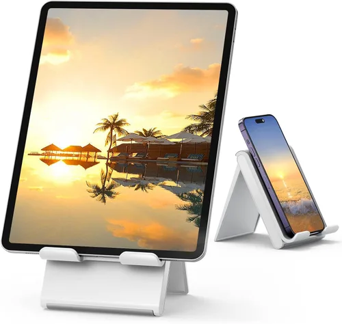 Vista 2 de SAIJI Soporte ajustable para tableta, portátil, plegable, para escritorio, compatible con iPad, iPhone, Nintendo Switch, Samsung Galaxy y Kindle