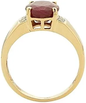 Vista 2 de Gin & Grace Anillo de rubí opaco genuino de oro amarillo de 10 quilates de 3 quilates con diamantes para mujer, joyería hecha a mano