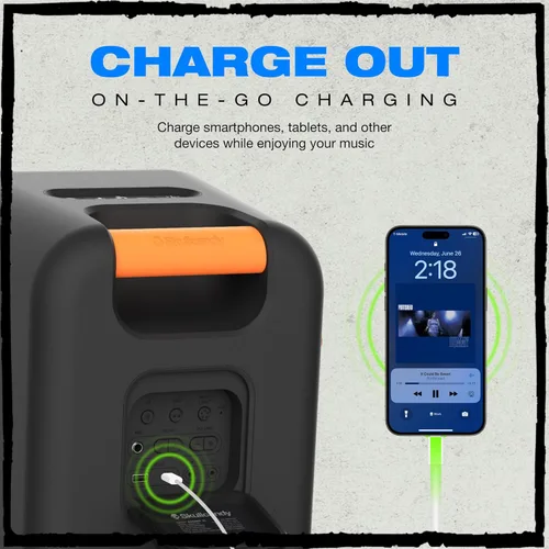 Vista 6 de Skullcandy Stomp XL Altavoz Bluetooth - Altavoz portátil inalámbrico impermeable IPX7, con espectáculo de luz LED y modos estroboscópico, batería