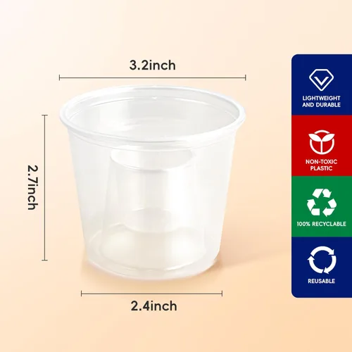 Vista 2 de JOLLY CHEF 100 vasos de bombardero desechables, vasos de plástico transparente de 4 onzas, altamente duraderos y reutilizables, perfectos para tomas