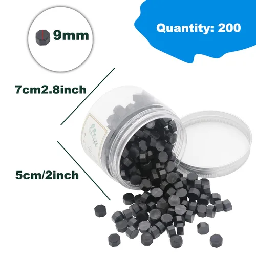 Vista 2 de Cuentas de cera de sellado blancas, 200 cuentas de sello de cera octágono con caja para sellos de sobre, tarjetas, invitaciones, paquetes de vino