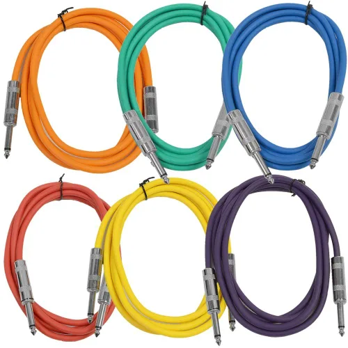Vista 11 de Seismic Audio SASTSX-10Red-6PK 10 pies TS de 1/4 de pulgada, cable para guitarra, instrumento o parche, color rojo