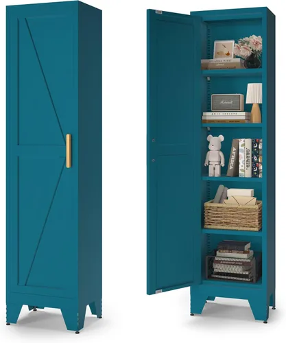 Vista 11 de COFaR Armario Negro de Almacenamiento de Despensa de Cocina Estilo Granja con 2 Puertas de Granero, 3 Estantes Ajustables y Patas