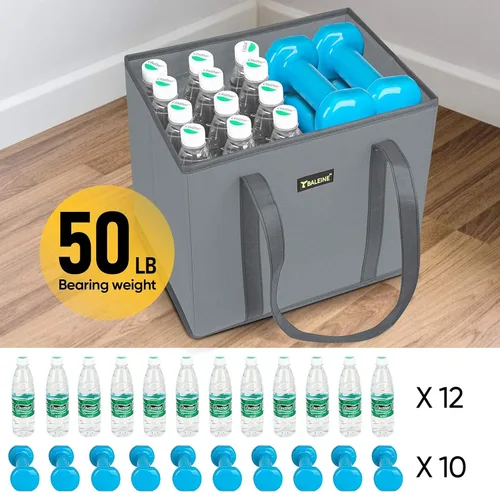 Vista 3 de BALEINE Paquete de 3 bolsas de comestibles reutilizables, bolsas de compras plegables para comestibles con parte inferior reforzada y asas (trébol)