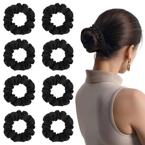 Vista 9 de Coleteros para mujer, bandas elásticas de satén de seda, bandas elásticas para el cabello, soporte para cola de caballo adecuado para cabello grueso