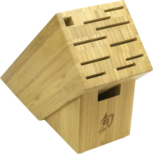 Shun Bloque de cuchillos de bambú, soporte grande para cuchillos de 11 ranuras, hecho de bambú auténtico, almacenamiento de cocina para chefs