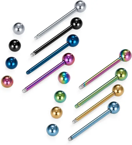 Vista 2 de vcmart Anillos de lengua de 0472in-0709in 14G para pezón barras rectas de acero quirúrgico joyería de perforación corporal