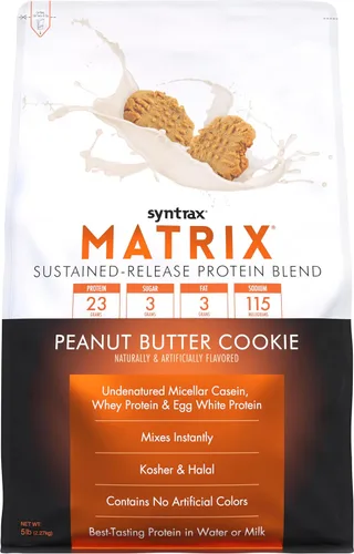 Vista 6 de Syntrax Nutrition Matrix - Mezcla de proteína de liberación sostenida, galletas y crema 2 libras. Verdaderos trozos de galleta