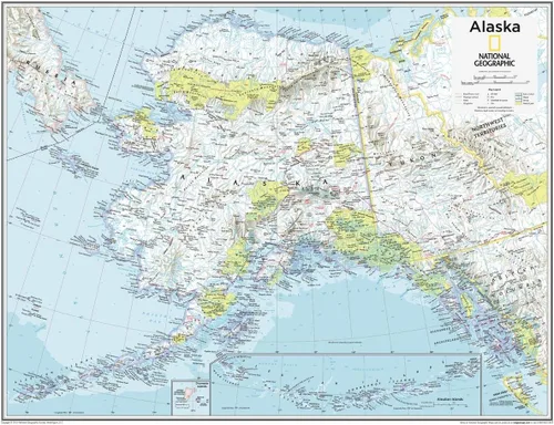 National Geographic: Mapa de pared de Alaska - 28 x 22 pulgadas - Laminado