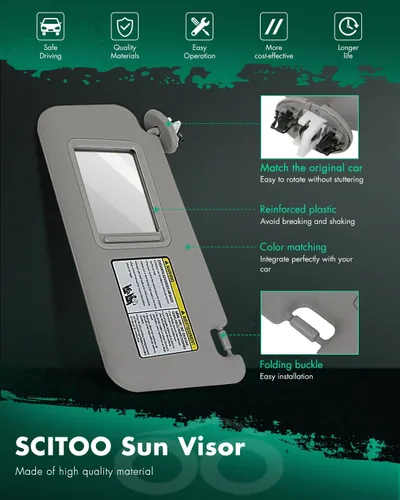 Vista 3 de SCITOO - Conjunto de visera solar gris para lado del conductor izquierdo 74320-42501-B3 compatible con parabrisas para Toyota RAV4 con techo