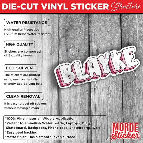 Vista 6 de Calcomanía personalizada con nombre, calcomanías personalizadas de colores de nombre, lindas calcomanías de vinilo troqueladas impermeables