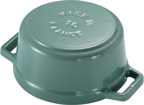 Vista 2 de Staub Z1025-988 Pico Cocotte Eucalipto redondo, 5.5 pulgadas (5.5 in), pequeño, doble mano, olla esmaltada fundida, compatible con inducción