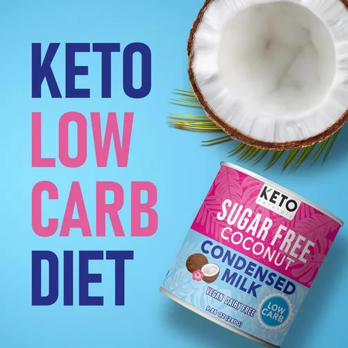 Vista 5 de Leche condensada sin azúcar Keto (6 paquetes) Leche condensada de coco vegana - Leche de base vegetal, vegana y apta para dietas cetogénicas. Leche