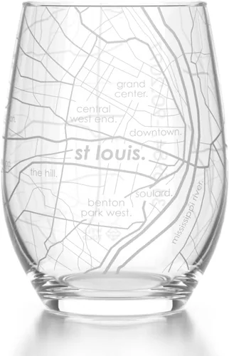 Vista 40 de Well Told Copa de vino sin tallo grabada con mapa de Houston, Texas, vidrio grabado (4 dl, transparente) Regalos personalizados de la ciudad