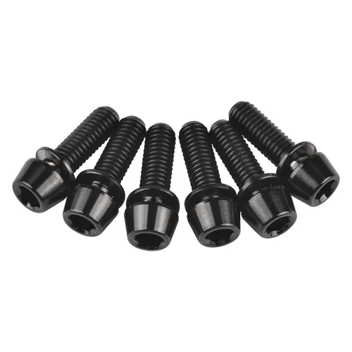 Vista 4 de Titanium Ti Allen Hex M5 - Tornillo de cabeza cónica de 0.630 in con tornillo de arandela para piezas de vástago de bicicleta, paquete de 6