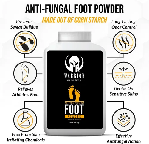 Vista 2 de Warrior Polvo antifúngico para pies – Jock Itch & Athletes Foot Treatment Powder – (juego de 1)