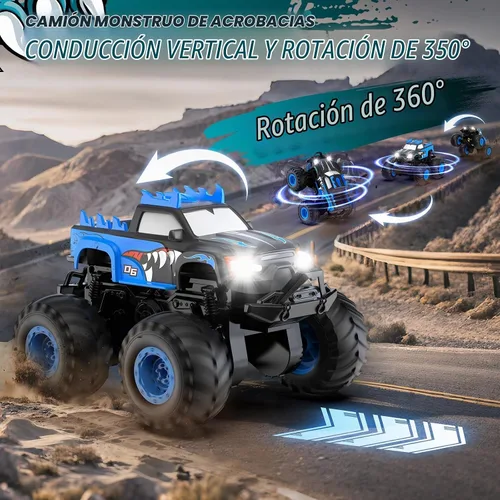 Vista 3 de Coche de control remoto, juguetes de camión monstruo todo terreno