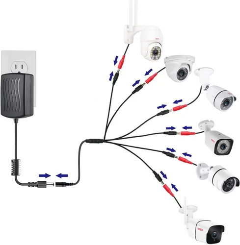Vista 7 de Adaptador de fuente de alimentación de 12 V 3A para cámara de seguridad CCTV de 12 voltios, 3 amperios, enchufe de CA a CC de 0.217 x 0.083 in