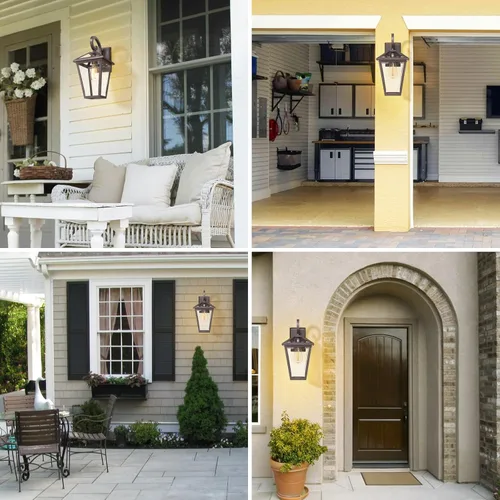 Vista 7 de Lámparas de pared para exteriores, faroles de pared exterior impermeables con vidrio, apliques de pared exterior, luces de porche delantero