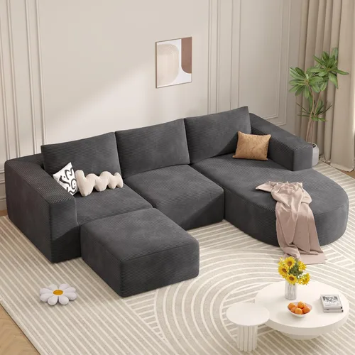 Vista 17 de Sofá cama modular, sofás de nube convertibles para sala de estar, 2 tumbonas de pana sin hueso, sofá cama de gran tamaño para dormitorio,
