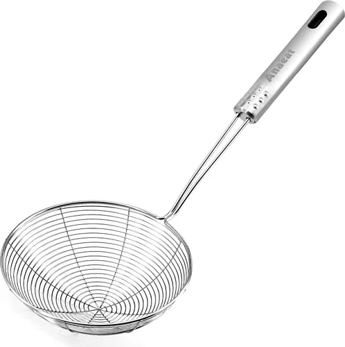 Vista 11 de Anaeat Cuchara Espumadora de Grasa de Acero Inoxidable de 4.7" - Espumadora Profesional de Malla Fina para Cocina y Espumadora de Olla Caliente