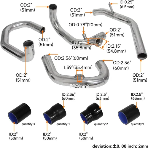 Vista 7 de Kit de Intercooler de Montaje Delantero Kit de Tubo Kit de Brida Sensor Para VW Jetta Golf GTI GL GLI GLS MK4 1.8T 1998-2005 Tornillo