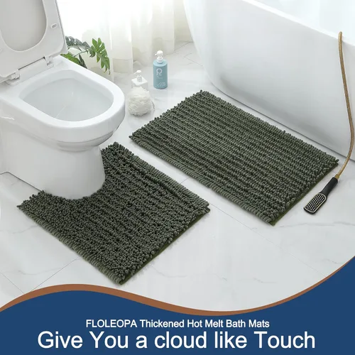 Vista 119 de FLOLEOPA Alfombras de baño de microfibra suave y esponjosa, tapetes de baño absorbentes, antideslizantes, lavables a máquina y de secado rápido