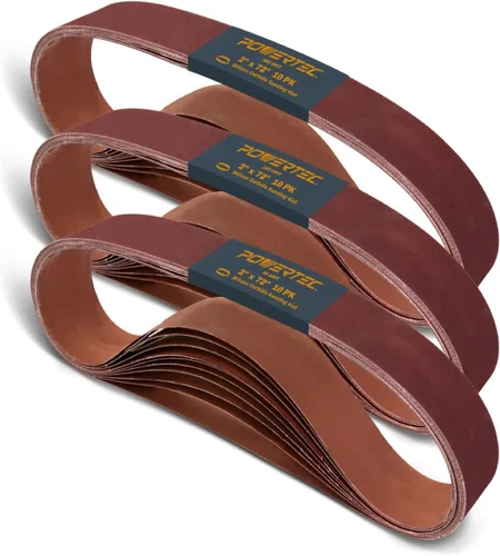 Vista 12 de POWERTEC 2 correas de lijado de 72 pulgadas, correas de molienda de óxido de aluminio de grano 40 para amoladora de correa, lijado de madera