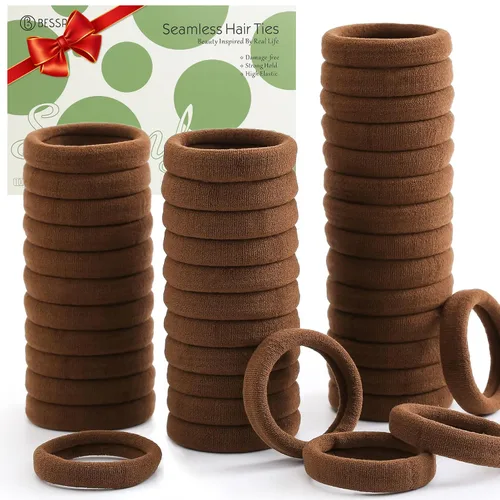 Vista 17 de Bessrung 100 ligas para el cabello de nailon sin costuras, elásticas sin daños, para mujeres y niñas, soportes para cola de caballo elásticos suaves